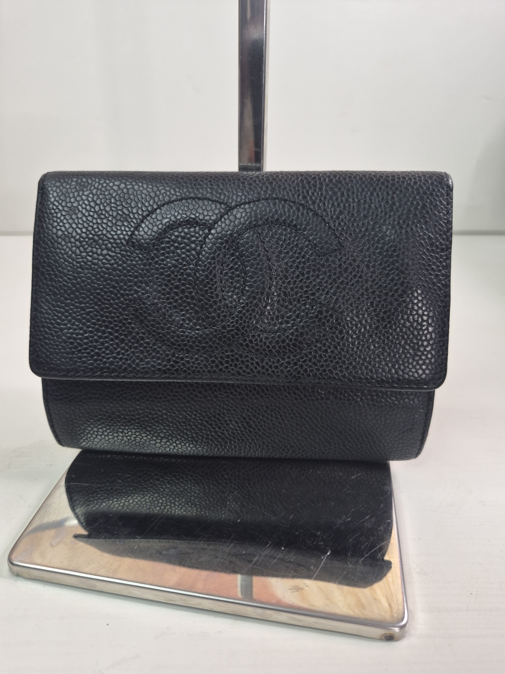 Chanel Black Caviar Leather Flap Wallet